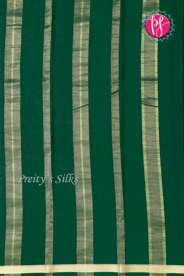 Pure Mysore Crepe Silk Saree (With singlechecks) -Bottlegreen-PA10730