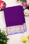 Pure Mysore Crepe Silk Saree-Contrast-Dark Purple And Lavender-PA19804