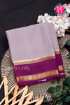Pure Mysore Crepe Silk Saree-Grayish-pink And Wine- PA22264