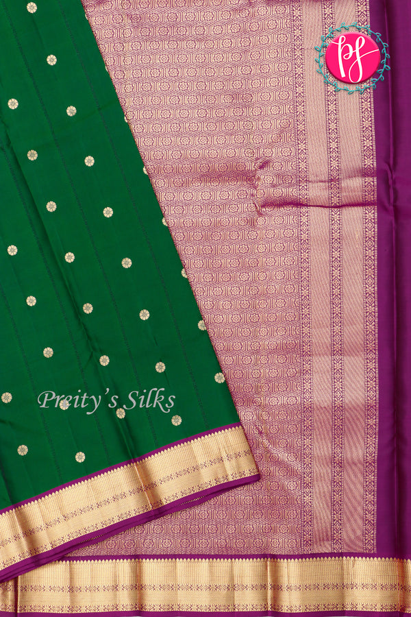 Kanchipuram Soft Silk Saree-Bottlegreen-PA20390