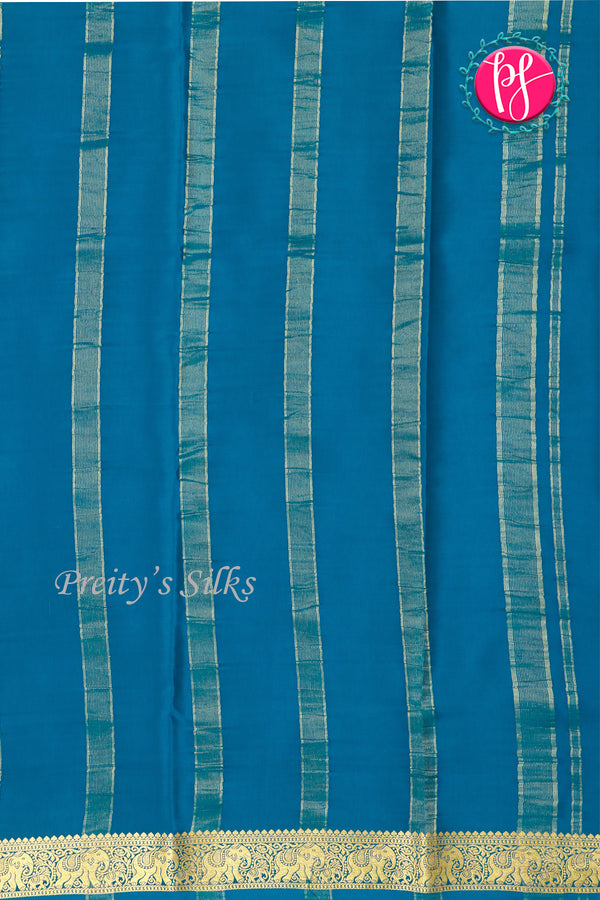 Pure Mysore Crepe Silk Saree-Tealblue-PA19804