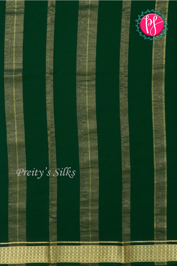 Pure Mysore Crepe Silk Saree-Bottlegreen-PA20890