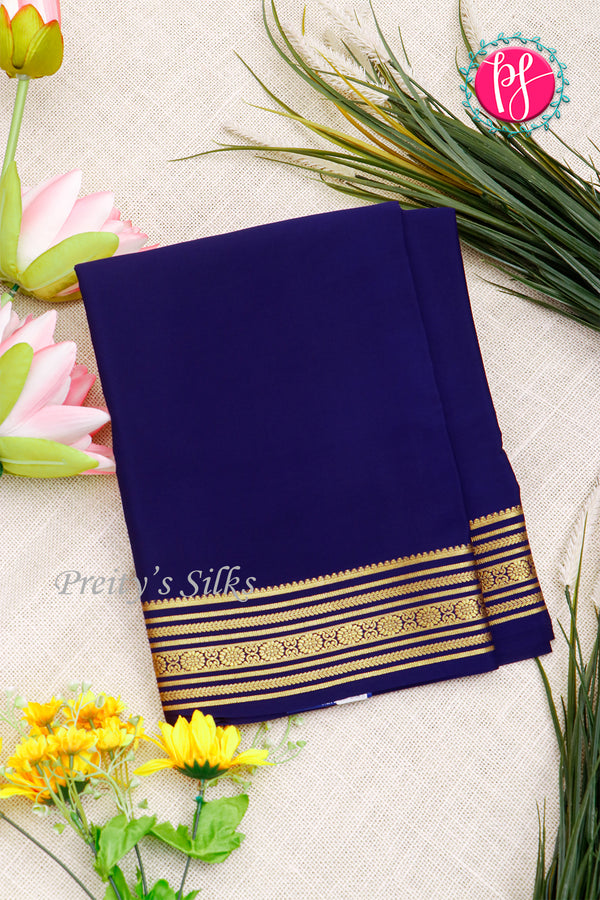 Pure Mysore Crepe Silk Saree-Navyblue- PA35304