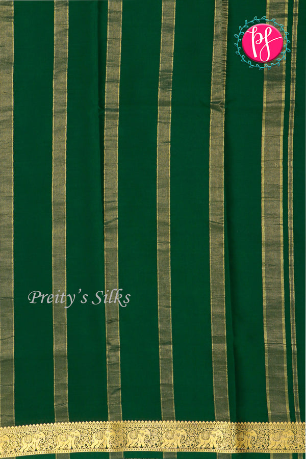 Pure Mysore Crepe Silk Saree-Bottlegreen-PA19804