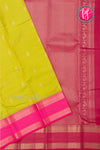 Half Pure Kanchipuram Silk Saree-Olive yellow And Pink- PA24996