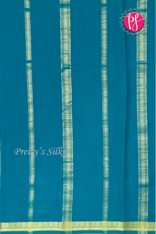 Pure Mysore Crepe Silk Saree -Teal Blue-PA11134