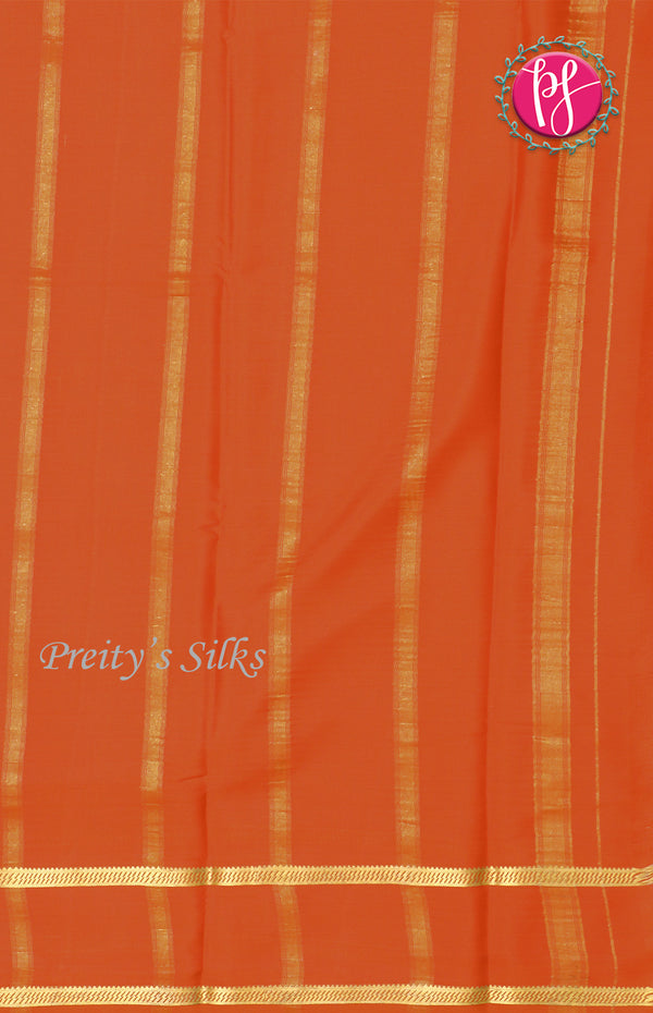 Pure Mysore Crepe Silk Saree With Bentex Border-Orange-PF46788