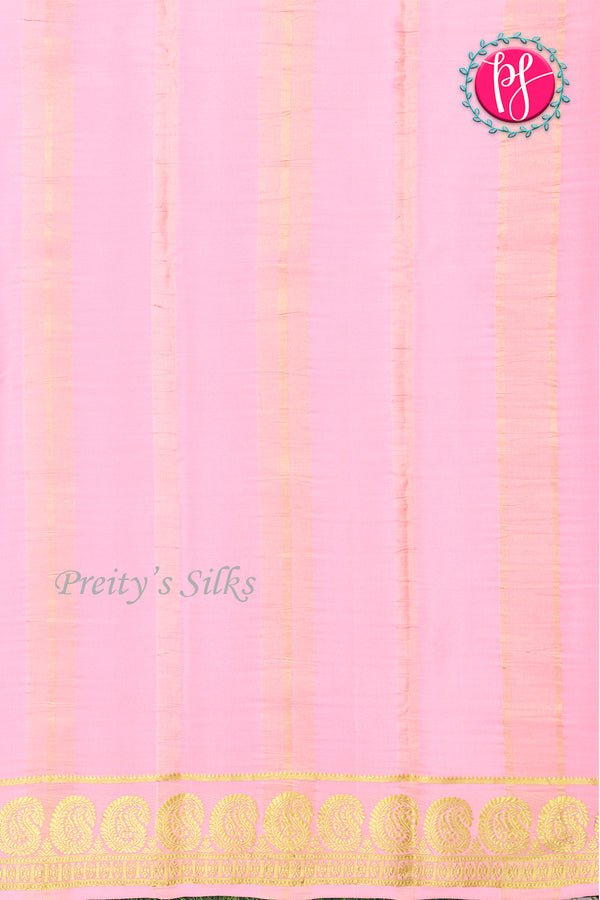Pure Mysore Crepe Silk Saree-Bottlegreen And Lightpink-PA20648