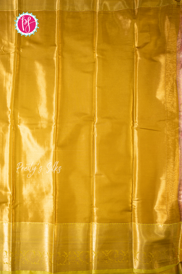 Semi Kanchipuram Silk Saree-Lightpink And Mehandigreen-PA57094