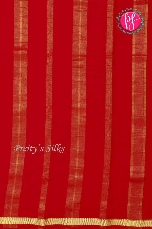 Pure Mysore Crepe Silk Saree-Singlechecks-Red-PA20527
