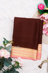 Pure Mysore Crepe Silk Saree-Chocolatebrown And Peach-PA28981