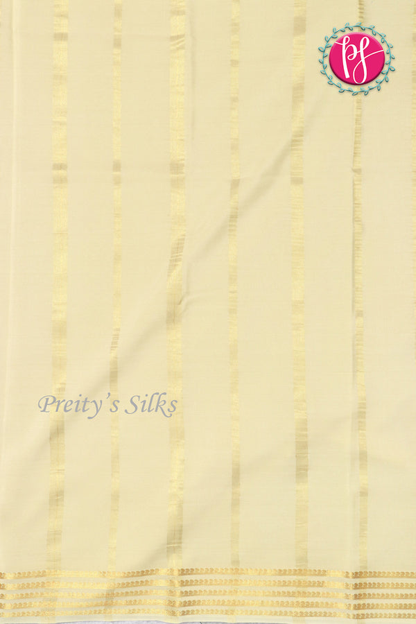 Pure Mysore Crepe Silk Saree -Purple And Creme -PF79543