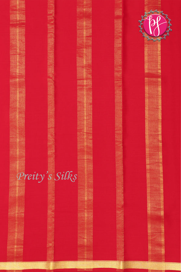 Pure Mysore Crepe Silk Saree (With singlechecks)-Red-PA20527