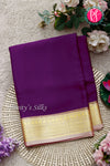 Pure Mysore Crepe Silk Saree-Purple And Desert Sand-PA22436