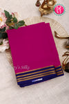 Pure Mysore Crepe Silk Saree- DeepPink And Navyblue-PA19960