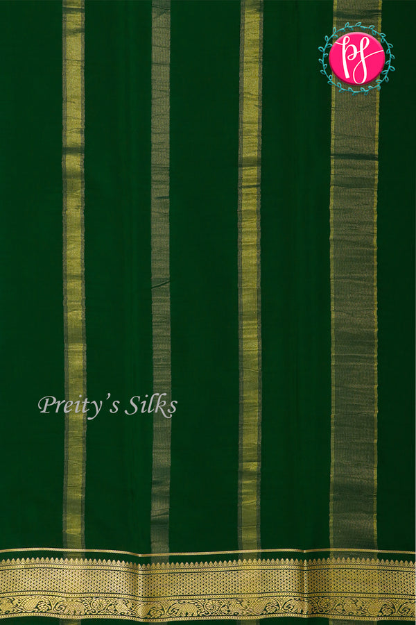 Pure Mysore Crepe Silk Saree-Bottlegreen-PF20850