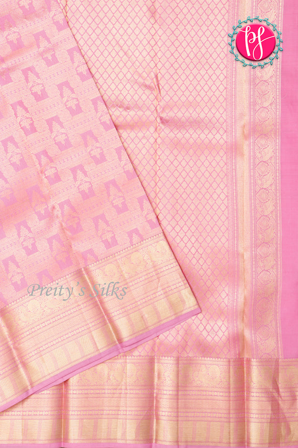 PureBrocade Kanchipuram Silk Saree-Pastelpink-PA24536