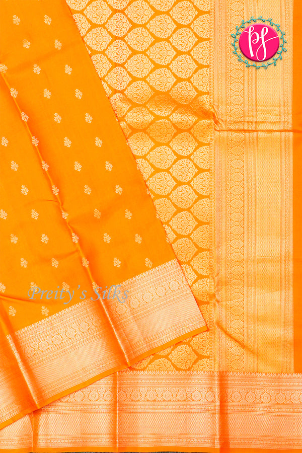 Pure Kanchipuram Silk Saree-Marigold-PA27609