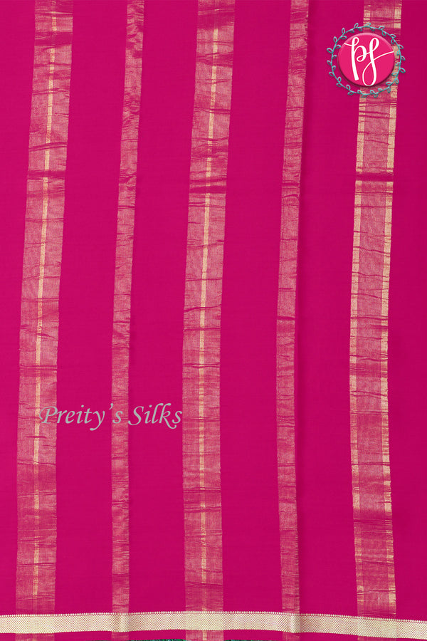 Pure Mysore Crepe Silk Saree (With singlechecks)-Pink -PA10730