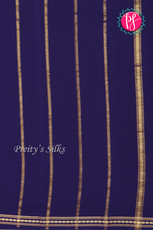Pure Mysore Crepe Silk Saree-Navyblue-PA20546