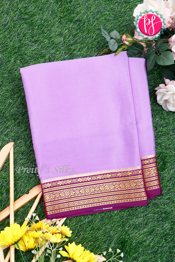 Pure Mysore Crepe Silk Saree-Lilac And Purple- PA28937