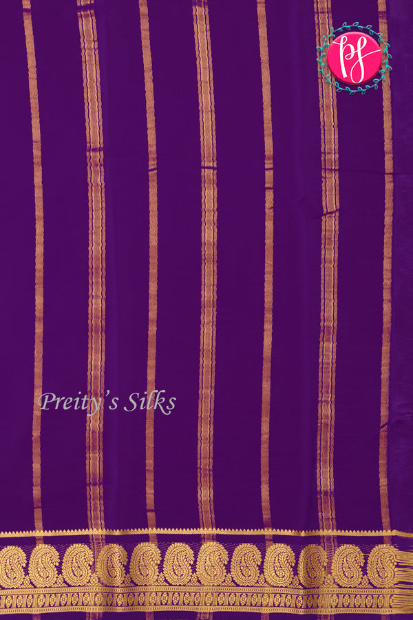 Pure Mysore Crepe Silk Saree-Deeppurple-PA20648