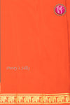 Pure Mysore Crepe Silk Saree-Contrast-Tealblue And Orange-PA19804