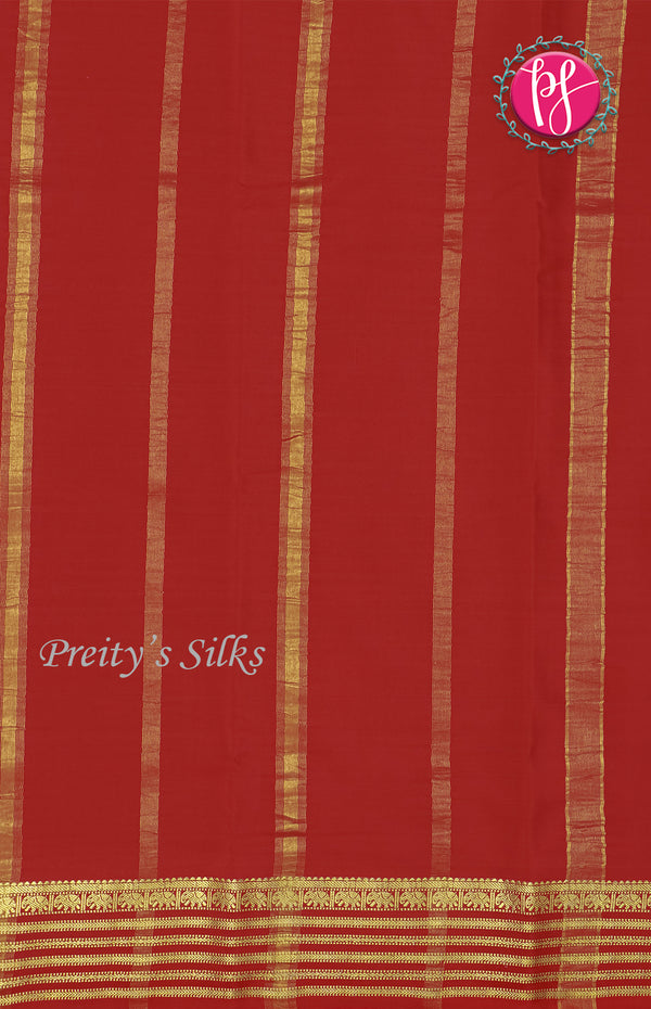 Pure Mysore Crepe Silk Saree-Green And Red-PF66896