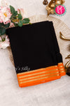 Pure Mysore Crepe Silk Saree-Black And Orange-PA19960