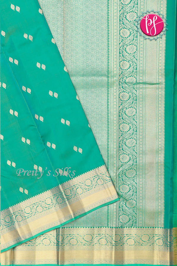 Pure Kanchipuram Silk Saree-Distemper green-PA04340