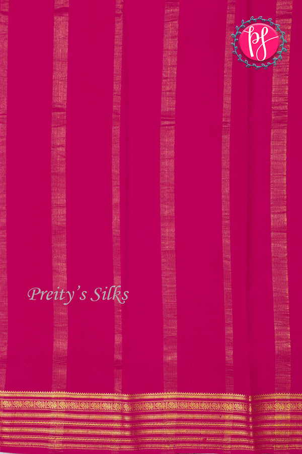 Pure Mysore Crepe Silk Saree -Orange And Pink-PF73884