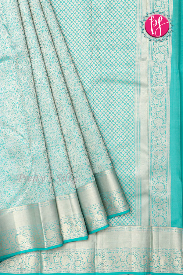 Pure Brocade Kanchipuram Silk Saree-pastel green-PA04493
