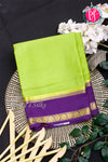 Pure Mysore Crepe Silk Saree-Pistagreen And Purple-PA22264