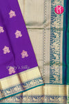 Half Pure Kanchipuram Silk Saree-Purple And Peacockblue-PF47884