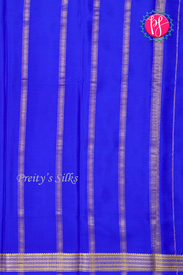 Pure Mysore Crepe Silk Saree-Grey And Royalblue-PA22237