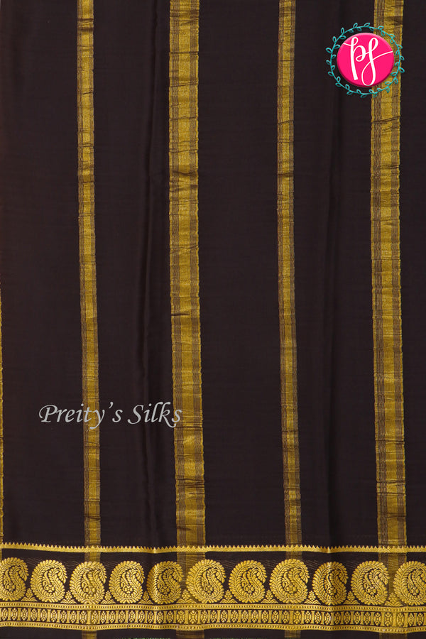 Pure Mysore Crepe Silk Saree-Yellow And Black-PA20648