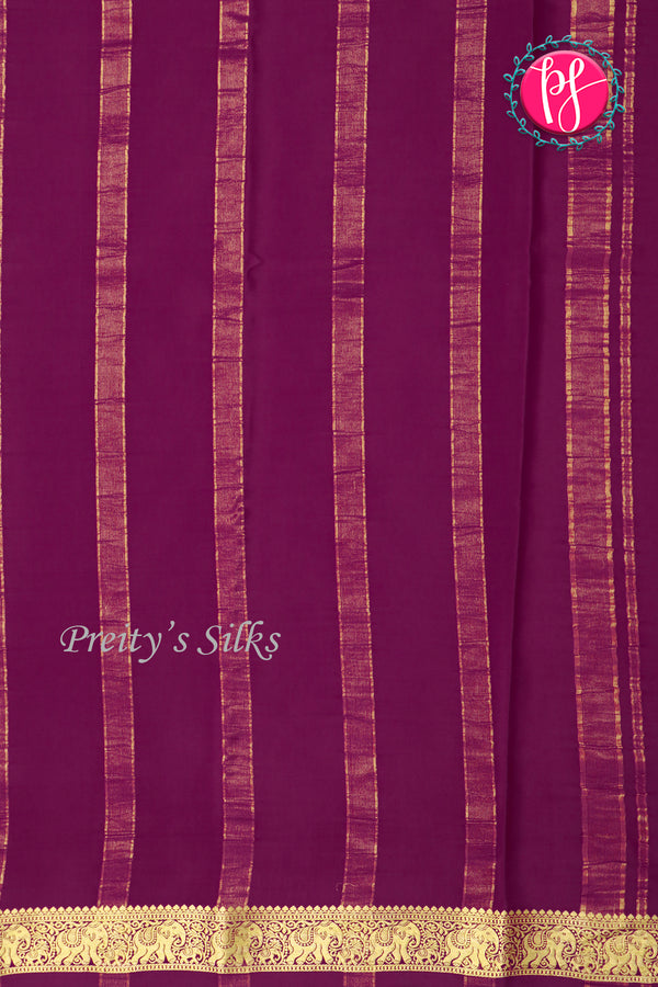 Pure Mysore Crepe Silk Saree-Deepwine-PA19804