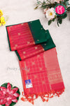 Kanchipuram Soft Silk Saree-Bottlegreen And KanakambaraPinkPA27323