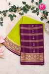 Pure Mysore Crepe Silk Saree-Olive green And DeepBurgundy -PA46832