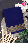 Pure Mysore Crepe Silk Saree-Navyblue- PA33665
