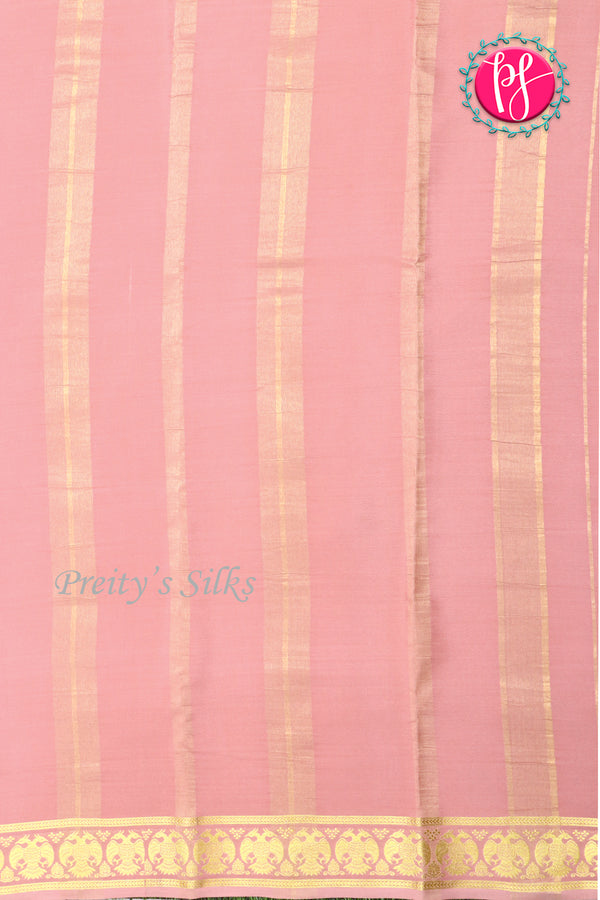 Pure Mysore Crepe Silk Saree-Gandaberunda Border-Peach-PA20598