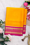 Pure Mysore Crepe Silk Saree-Mustardyellow And Pink-PA29027