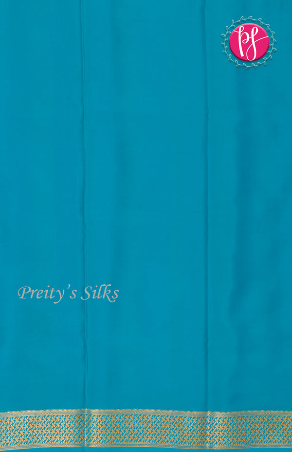 Pure Mysore Crepe Silk saree-Turquoise blue and Deep royal blue-PF60717