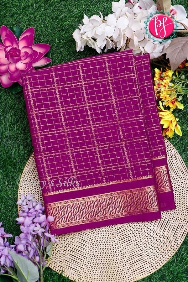 Pure Mysore Crepe Silk Saree-Purple- PA26341