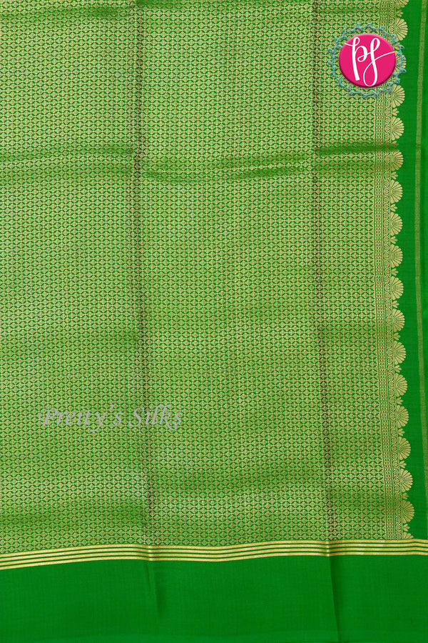 Pure Mysore Crepe Silk Saree Contrast PlainBorder -Red And Green-PA10788
