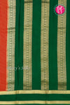 Pure Mysore Crepe Silk Saree -Rustorange And Green-PF86046
