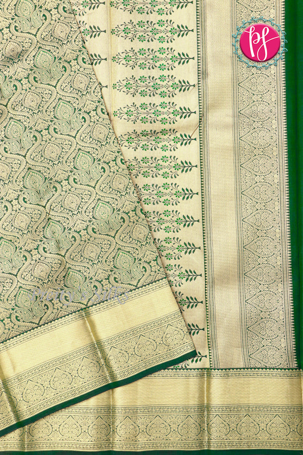 Brocade Kanchipuram Silk Saree-bottle Green-PA04496