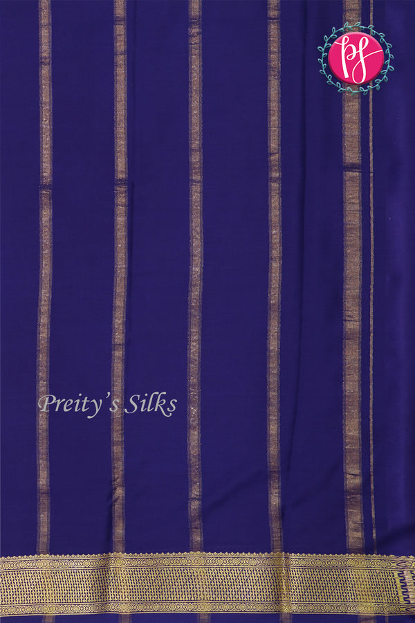 Pure Mysore Crepe Silk Saree-Bottlegreen And Navyblue-PF82729