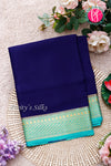 Pure Mysore Crepe Silk Saree-Navyblue And Skyblue-PA22436