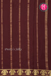 Pure Mysore Crepe Silk Saree-Gandaberunda Border-Chocolatebrown-PF84405